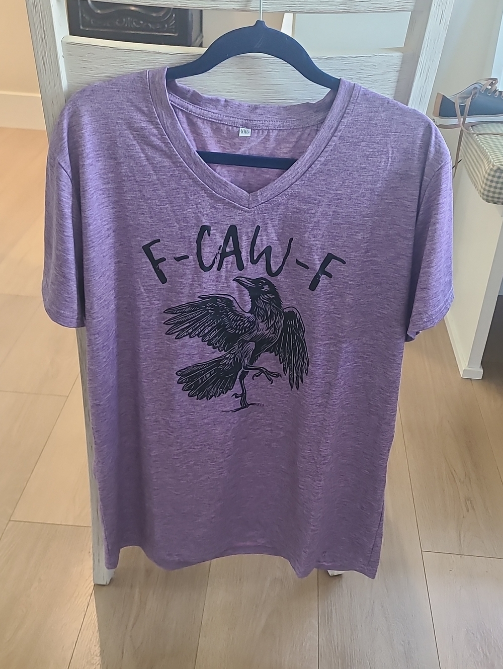 Purple Graphic V-Neck Women's Top with Raven Print